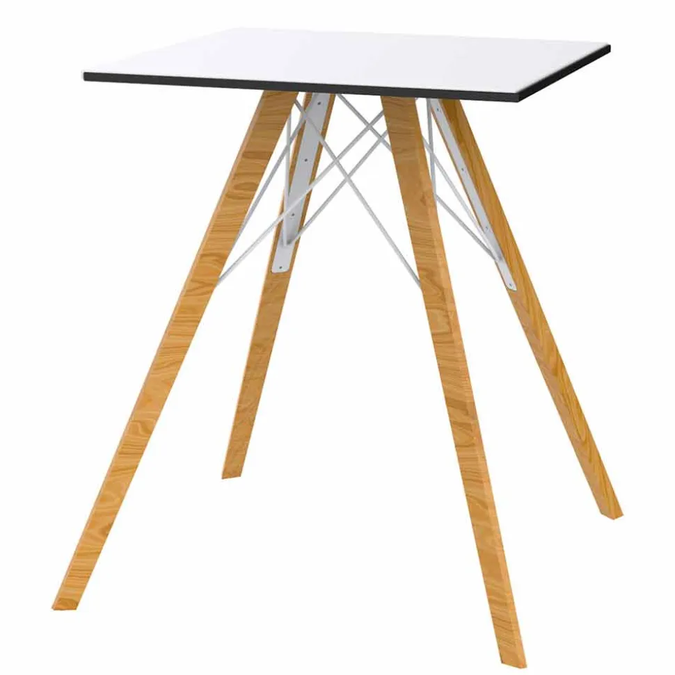Tavolo da Pranzo in Legno e Hpl Design Quadrato, 4 Pezzi - Faz Wood by Vondom