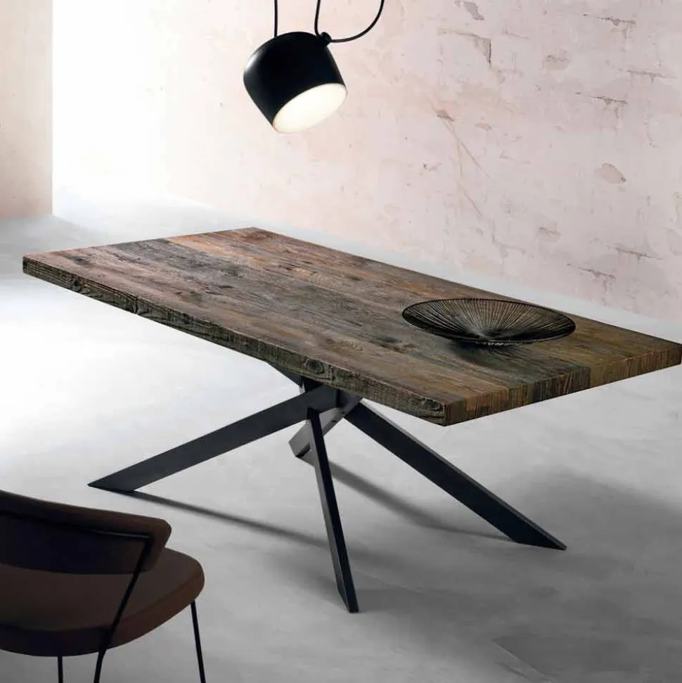 Tavolo Da Pranzo in Legno Massello Made in Italy - Oncino