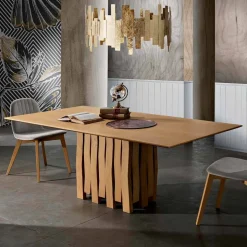 Tavolo da pranzo in legno Mdf di design made in Italy, Egisto