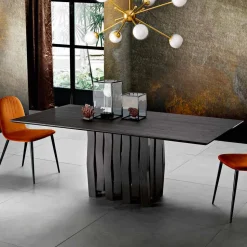 Tavolo da pranzo in legno Mdf di design made in Italy, Egisto