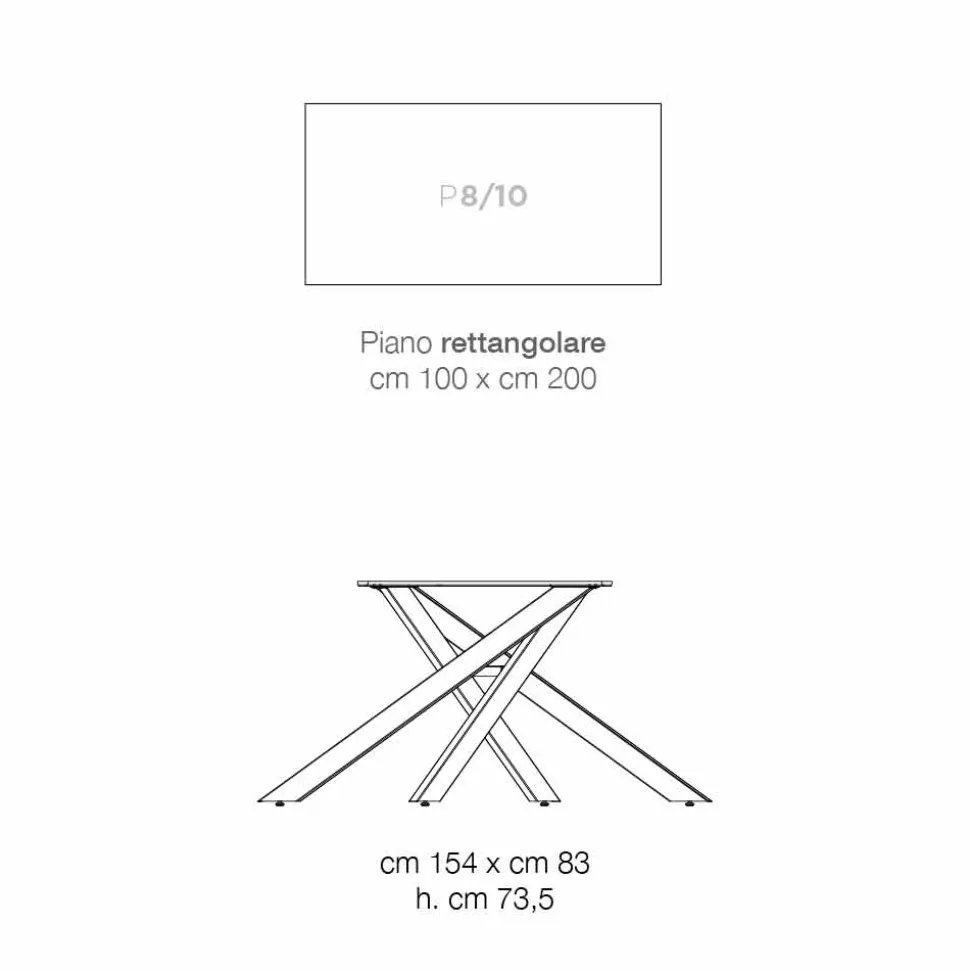 Tavolo da pranzo in legno MDF e metallo moderno made in Italy, Dionigi