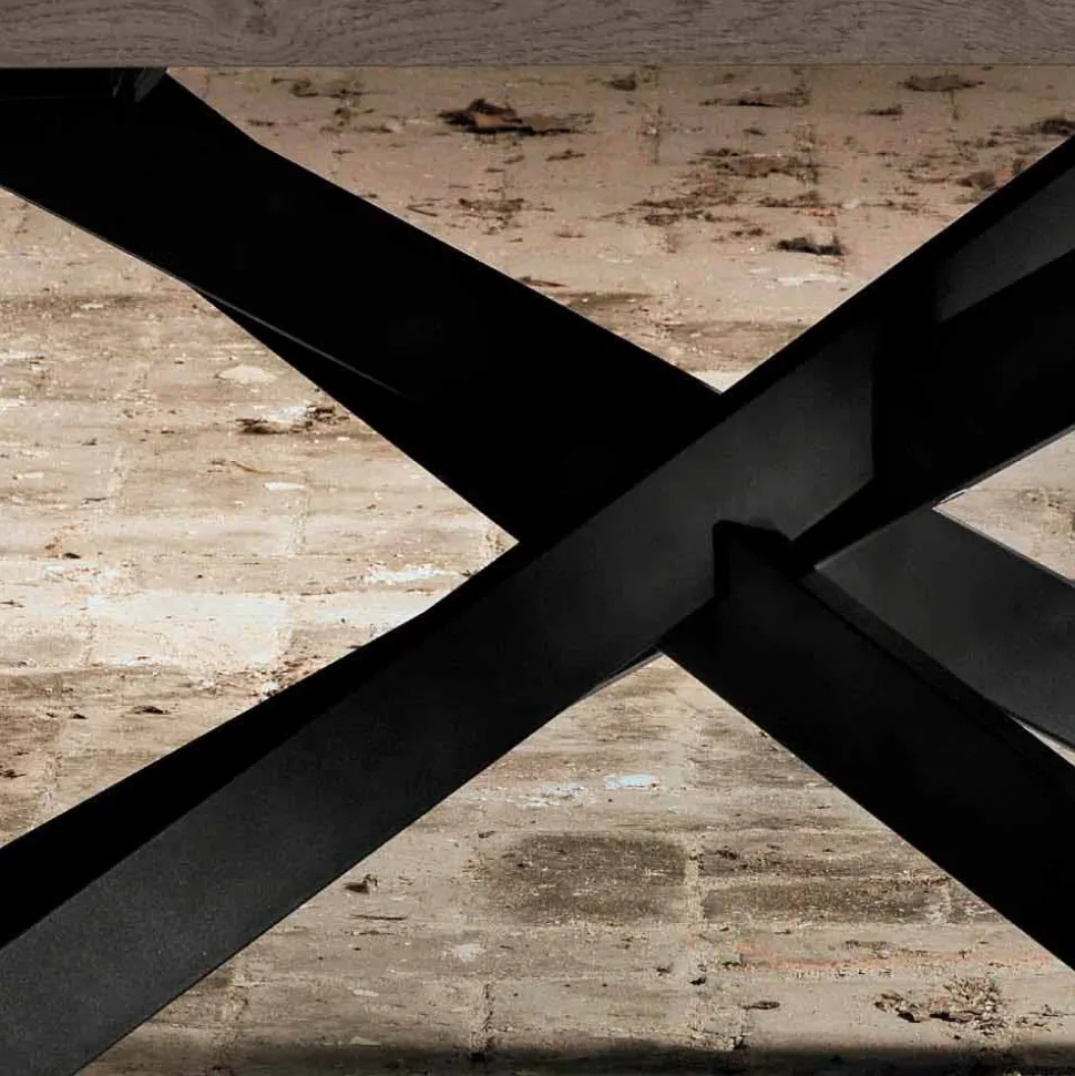 Tavolo da Pranzo in Legno Rovere e Metallo Made in Italy - Oncino