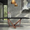 Tavolo da Pranzo in Legno Rovere e Metallo Color Rame Nuvolato Made in Italy - Patty