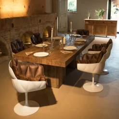 Tavolo da Pranzo in Legno Tropicale Riciclato con Doppio Basamento - Slide