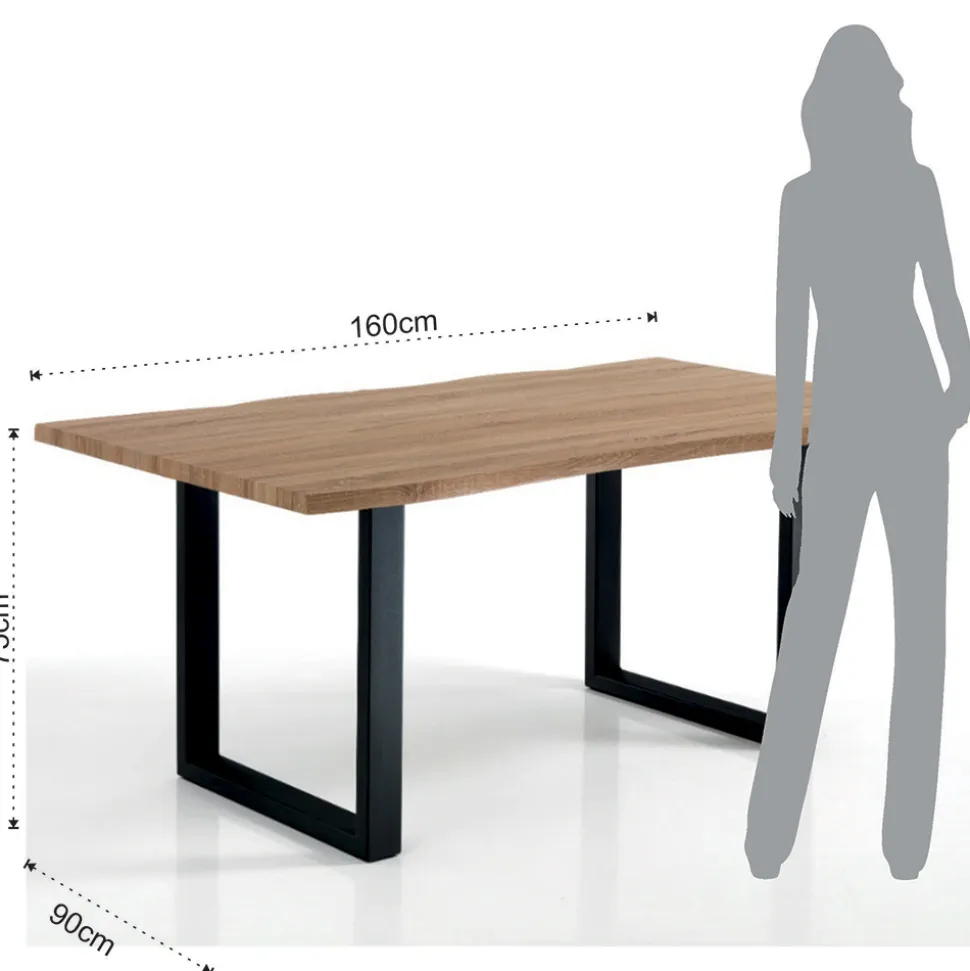 Tavolo da Pranzo in Mdf con Gambe in Acciaio Verniciato Nero - Ghepardo