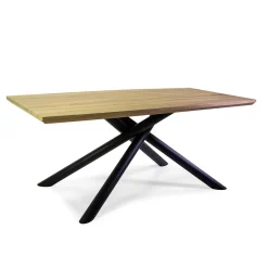 Tavolo da Pranzo in MDF Effetto Legno e Base in Metallo Nero - Tramonto