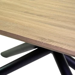 Tavolo da Pranzo in MDF Effetto Legno e Base in Metallo Nero - Tramonto