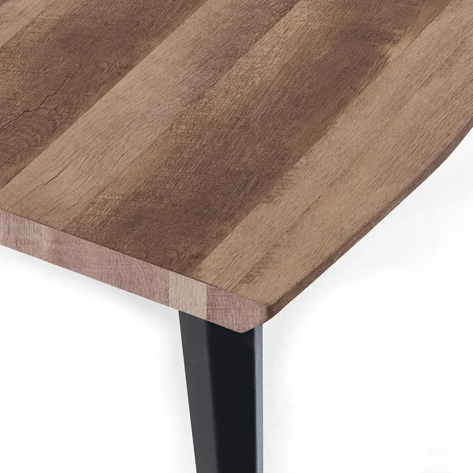 Tavolo da Pranzo in Mdf Finitura Rovere e Acciaio Nero Opaco - Gherardo