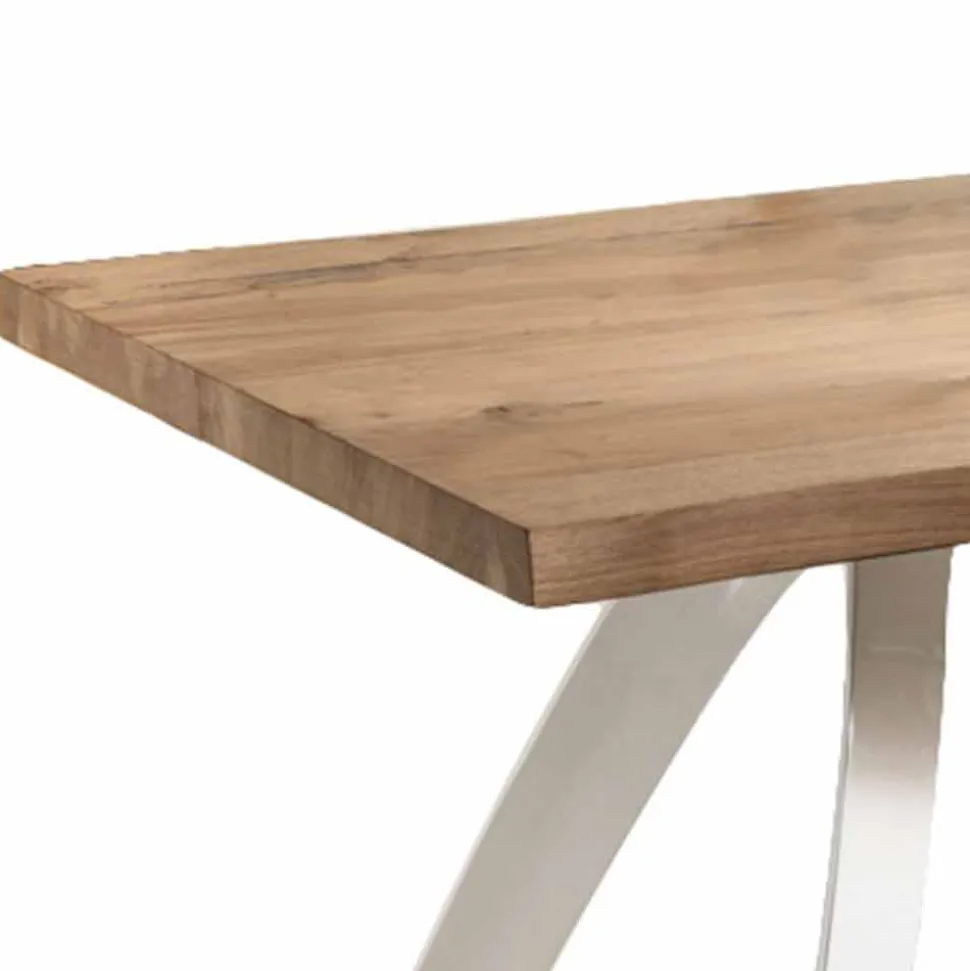 Tavolo da Pranzo in Metallo e Rovere Impiallacciato Made in Italy - Aryssa