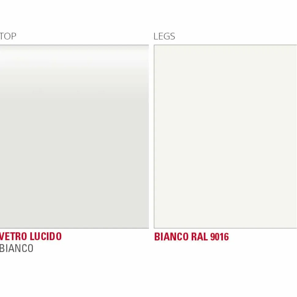 Tavolo da Pranzo in Vetro Bianco e Metallo Verniciato Made in Italy - Spilla