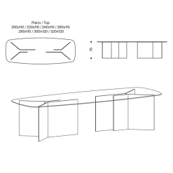 Tavolo da Pranzo in Vetro con Piano Rettangolare Made in Italy - Charles