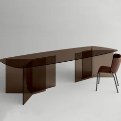 Tavolo da Pranzo in Vetro con Piano Rettangolare Made in Italy - Charles
