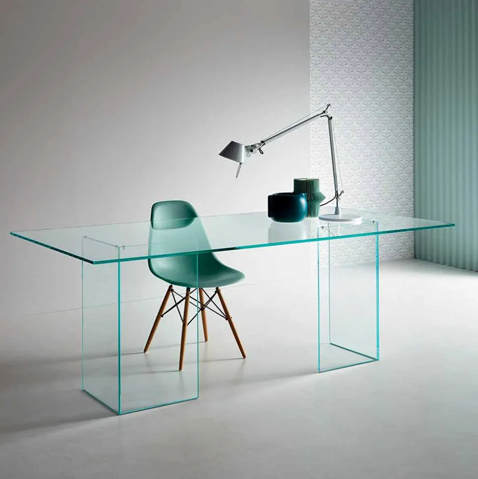 Tavolo da Pranzo in Vetro Extrachiaro di Design, Lusso Made in Italy - Pollinare