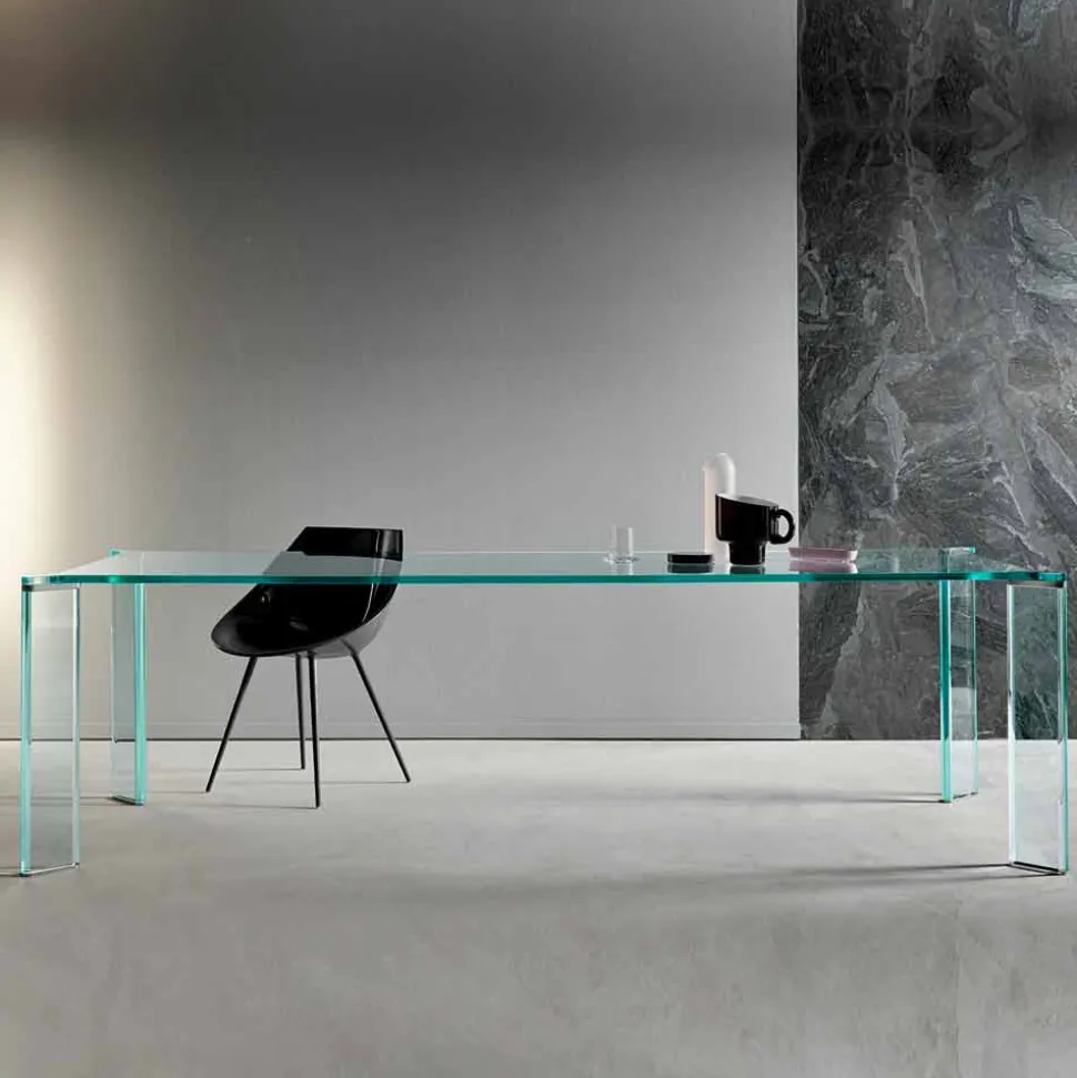 Tavolo da Pranzo in Vetro Extrachiaro Design di Lusso 4 Dimensioni - Kuduro