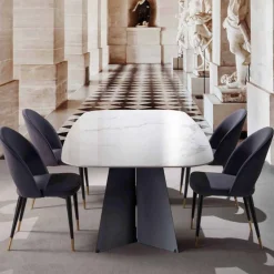 Tavolo da Pranzo Moderno con Piano in Gres Porcellanato - Meduno