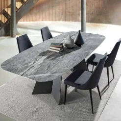 Tavolo da Pranzo Moderno con Piano in Gres Porcellanato - Meduno