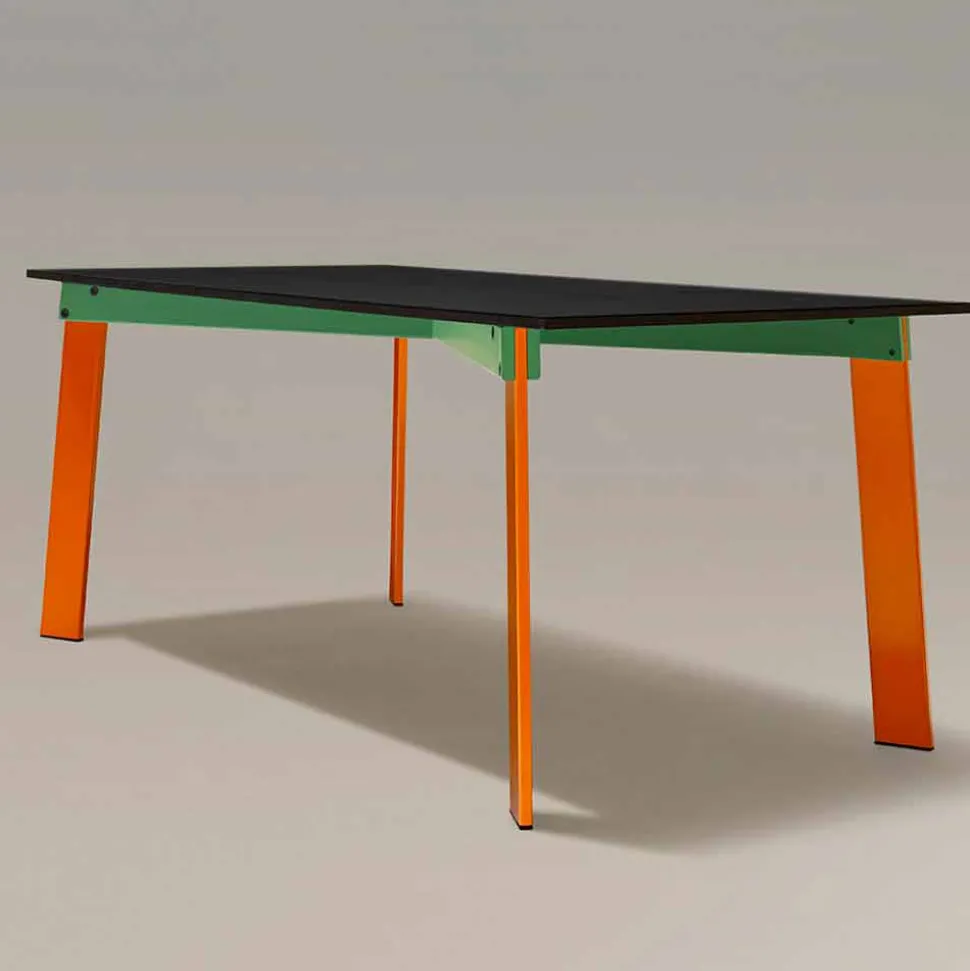 Tavolo da Pranzo Moderno Piano in Legno e Base Acciaio Made in Italy - Aronte