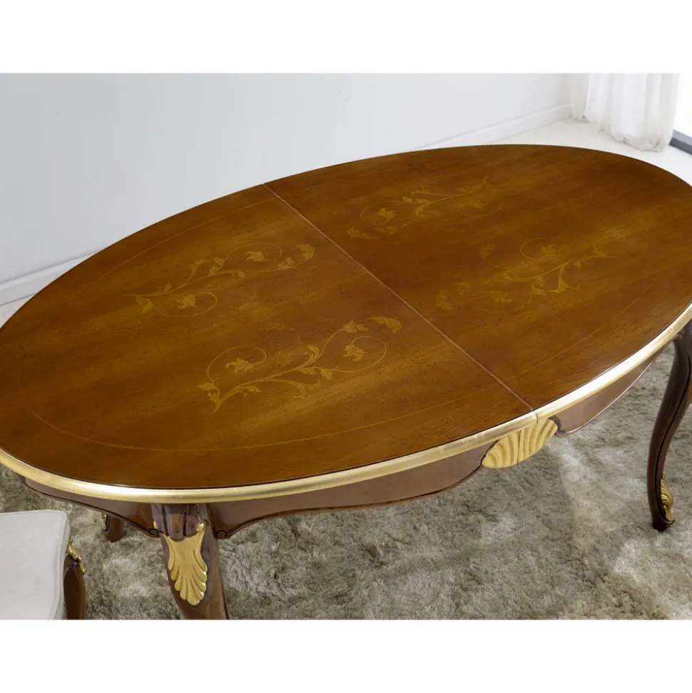 Tavolo da Pranzo Ovale Allungabile 270 cm in Legno Made in Italy - Baroque