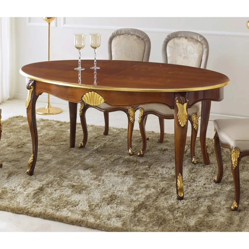 Tavolo da Pranzo Ovale Allungabile 270 cm in Legno Made in Italy - Baroque