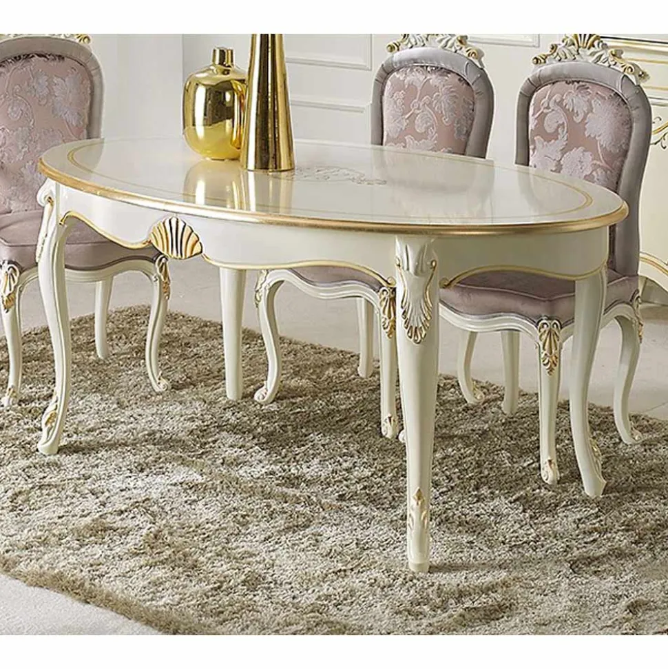 Tavolo da Pranzo Ovale Allungabile 270 cm in Legno Made in Italy - Baroque