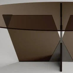Tavolo da Pranzo Ovale con Piano e Base in Vetro Made in Italy - Tiseo
