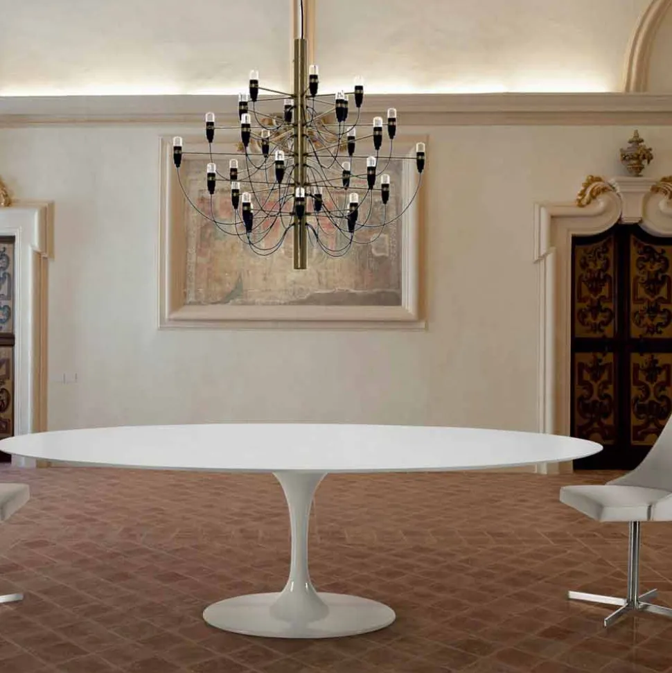Tavolo da Pranzo Ovale in Laminato e Alluminio Made in Italy, Pregiato - Dollars