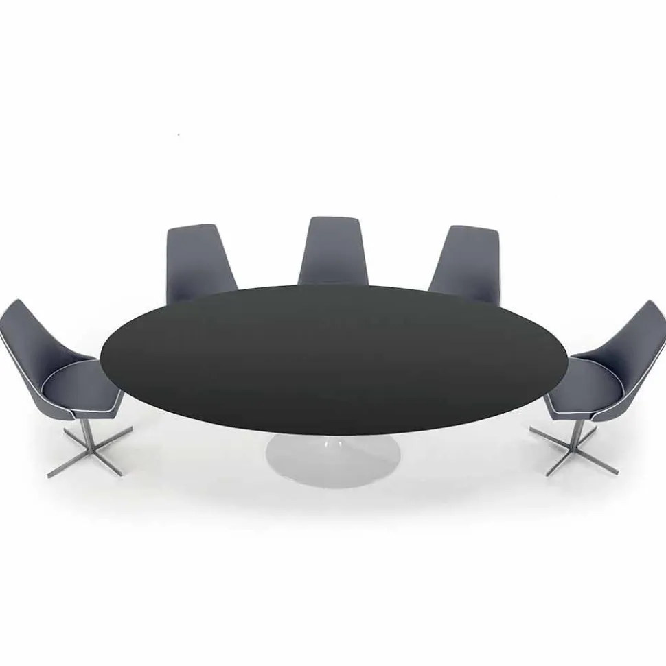 Tavolo da Pranzo Ovale in Laminato e Alluminio Made in Italy, Pregiato - Dollars