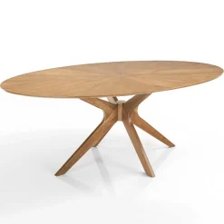 Tavolo da Pranzo Ovale in Mdf con Struttura in Legno Massello - Fulmine