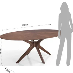 Tavolo da Pranzo Ovale in Mdf con Struttura in Legno Massello - Fulmine