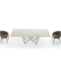 Tavolo da Pranzo Piano in Laminam e Base in Acciaio Made in Italy – Ezzellino