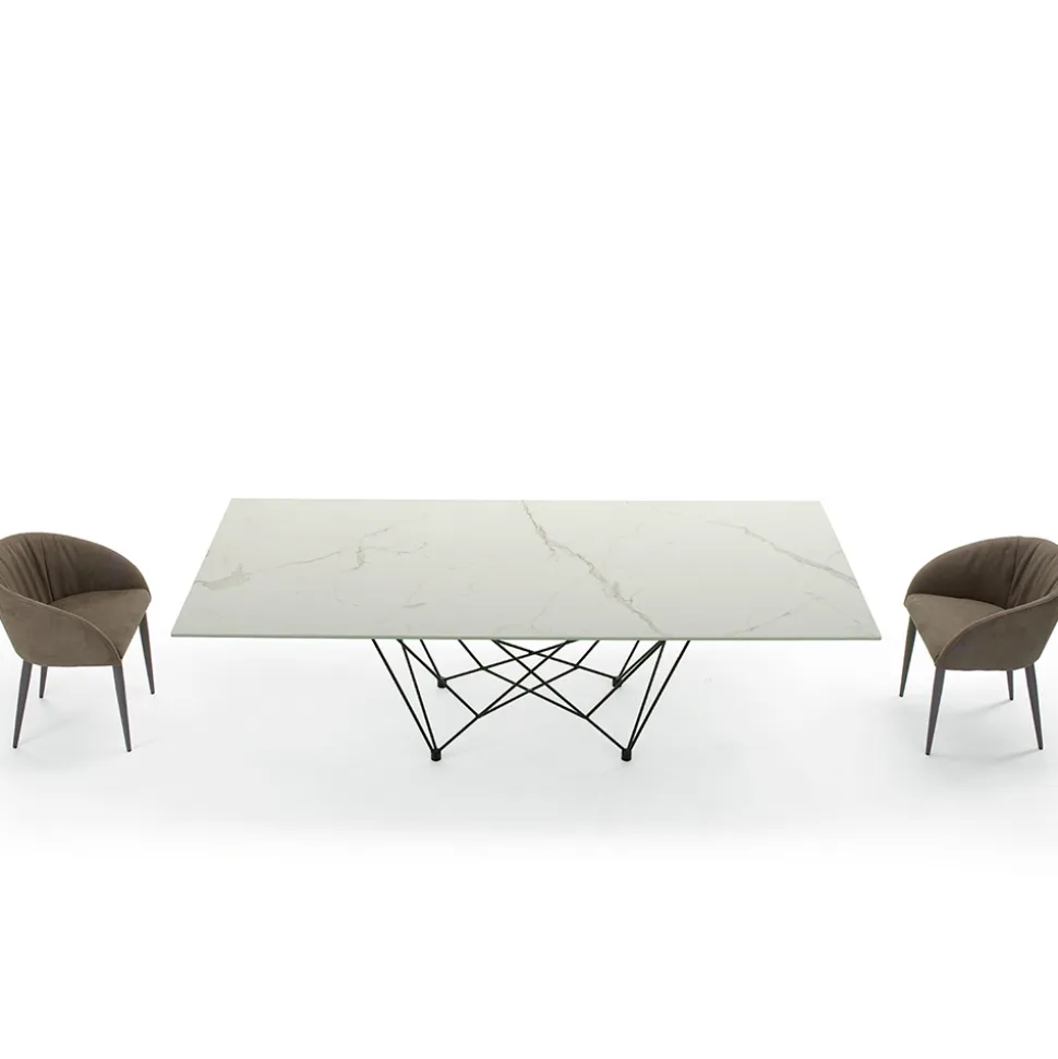 Tavolo da Pranzo Piano in Laminam e Base in Acciaio Made in Italy – Ezzellino
