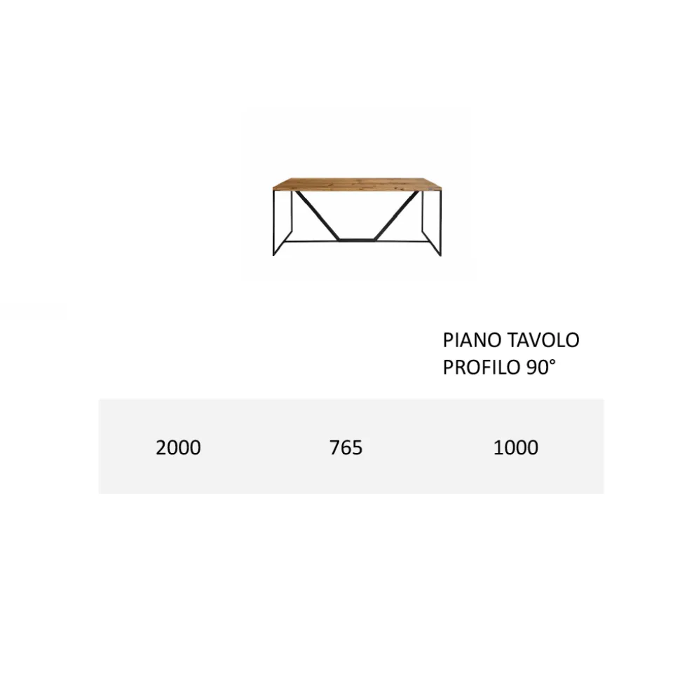 Tavolo da Pranzo Piano in Legno Massello Listellare Made in Italy - Adelio