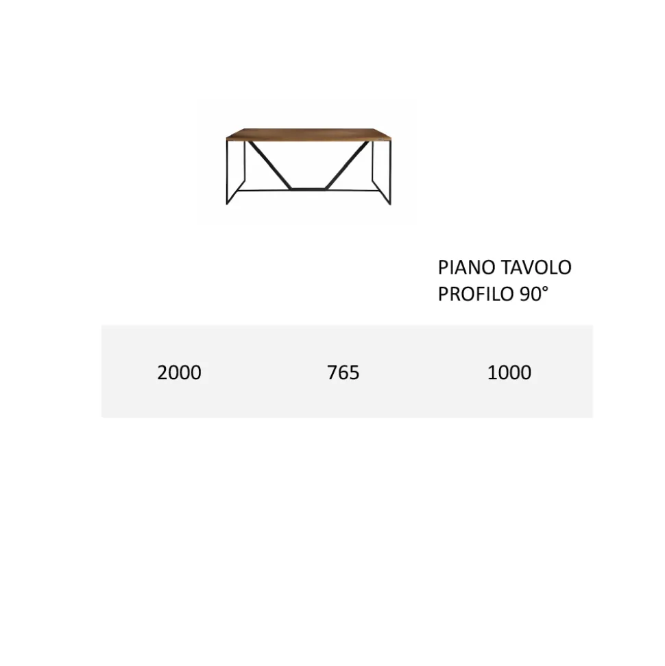Tavolo da Pranzo Piano in Legno Massello Listellare Made in Italy - Adelio