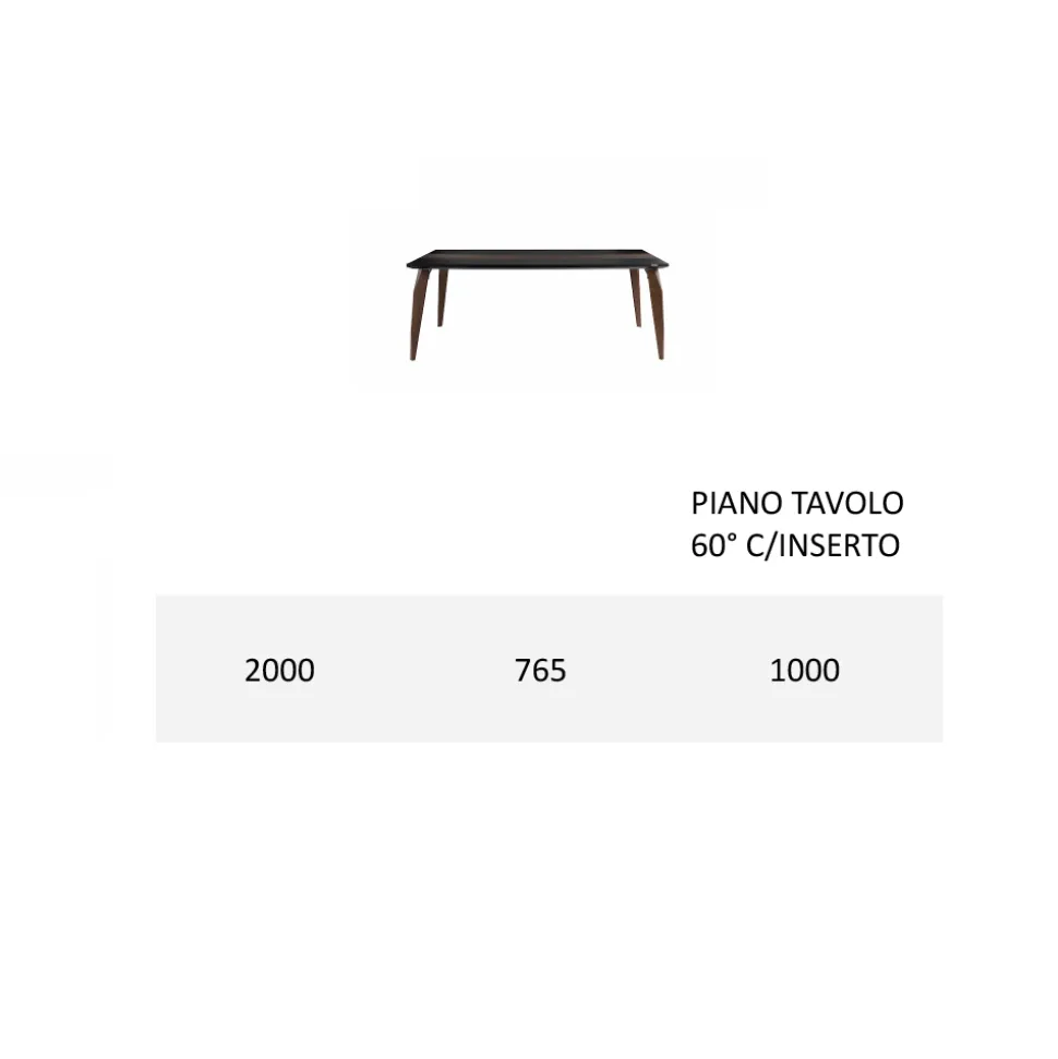 Tavolo da Pranzo Piano in Mdf con Inserto Superiore Made in Italy - Abisso