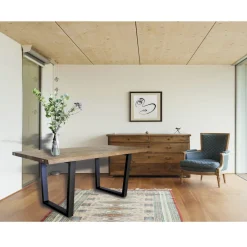 Tavolo da Pranzo Placcato in Rovere Nodato Massellato Made in Italy - Pilar
