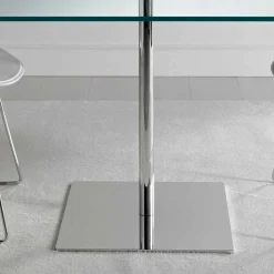 Tavolo da Pranzo Quadrato in Vetro Extrachiaro e Metallo Made in Italy – Dolce