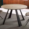 Tavolo da Pranzo Rotondo Allungabile Fino a 370 cm in Legno e Metallo - Caimano