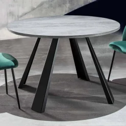 Tavolo da Pranzo Rotondo Allungabile Fino a 370 cm in Legno e Metallo - Caimano