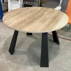 Tavolo da Pranzo Rotondo Allungabile Fino a 370 cm in Legno e Metallo - Caimano