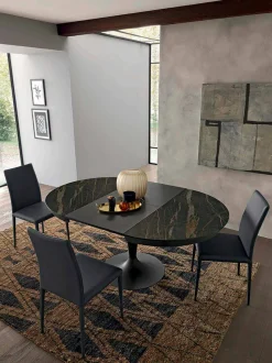 Tavolo da Pranzo Rotondo Allungabile in Ceramica Laminam Made in Italy - Lupetto