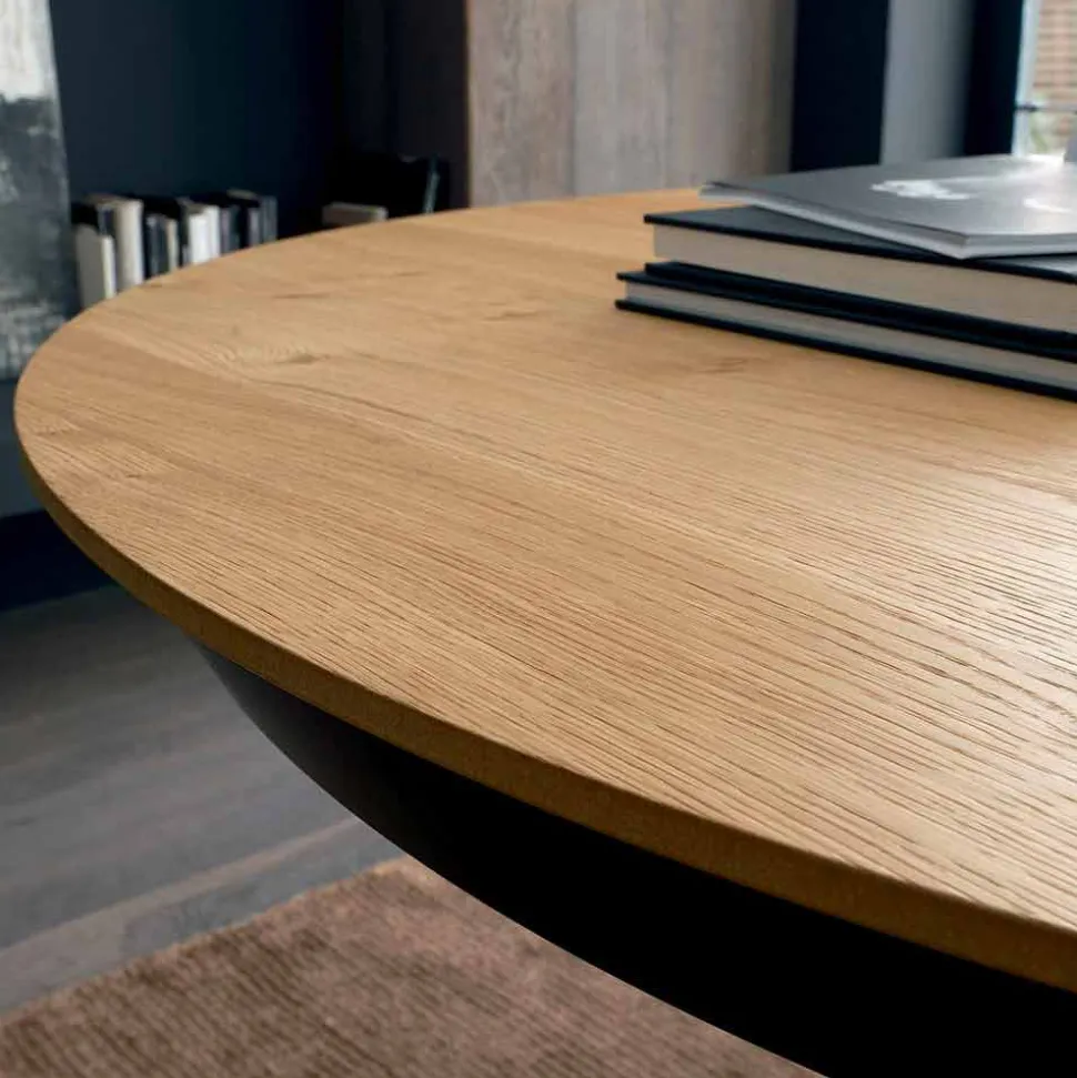 Tavolo da Pranzo Rotondo Allungabile con Piano in Legno Made in Italy - Crodino