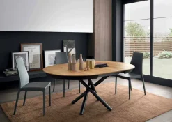 Tavolo da Pranzo Rotondo Allungabile con Piano in Legno Made in Italy - Crodino