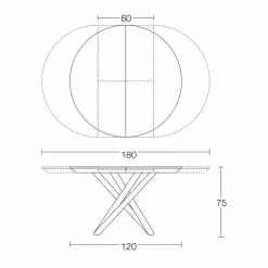 Tavolo da Pranzo Rotondo Allungabile con Piano in Legno Made in Italy - Crodino