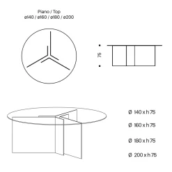 Tavolo da Pranzo Rotondo con Base e Piano in Vetro Made in Italy - Charles