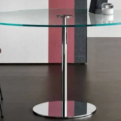 Tavolo da Pranzo Rotondo con Piano in Vetro Extrachiaro Made in Italy – Dolce