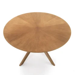 Tavolo da Pranzo Rotondo in Mdf Impiallacciato e Legno Massello - Fulmine