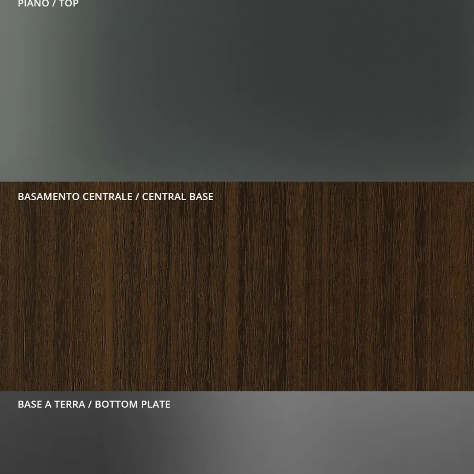 Tavolo da Pranzo Rotondo in Vetro Fumè con Base in Legno Made in Italy - Rondo
