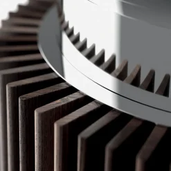 Tavolo da Pranzo Rotondo in Vetro Fumè con Base in Legno Made in Italy - Rondo