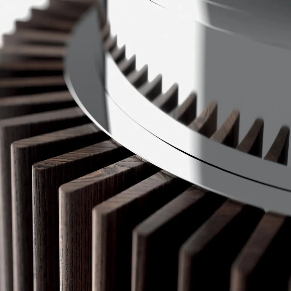 Tavolo da Pranzo Rotondo in Vetro Fumè con Base in Legno Made in Italy - Rondo