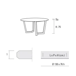 Tavolo da Pranzo Rotondo Metallo e Hpl Stratificato Made in Italy - Bastiano